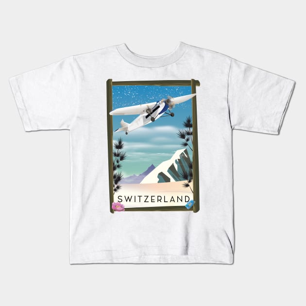 Switzerland travel poster Kids T-Shirt by nickemporium1